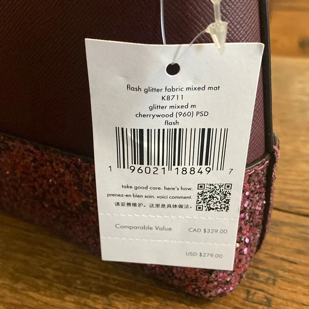 kate spade flash glitter cherrywood crossbody bag NWT